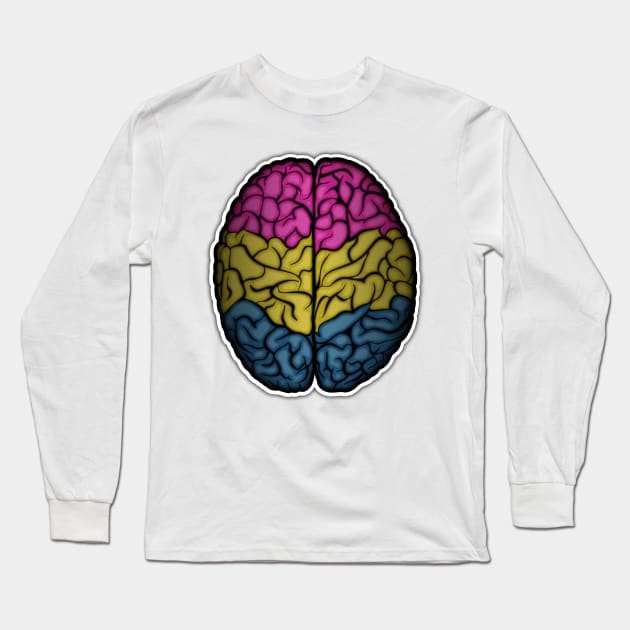 Large Pansexual Pride Flag Colored Brain Vector Long Sleeve T-Shirt by LiveLoudGraphics
